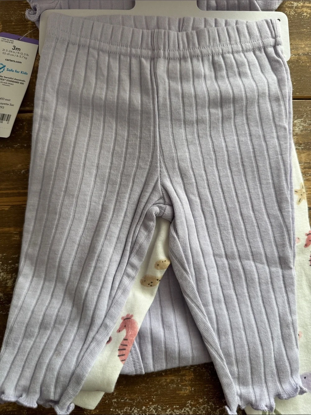 NWT Carter's Baby Girl Lavender Ribbed 2 Piece Bodysuits Outfits Ocean Themed 3M